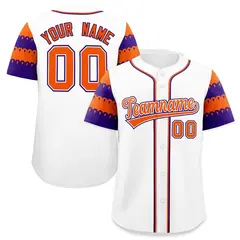 White Orange Purple Sleeve Flag Lace Baseball Jersey 1