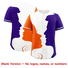 White Orange Purple Valentine's Day Couple Silhouettes Baseball Jersey 2