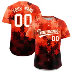 White Orange Puzzle Elements Baseball Jersey