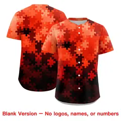 White Orange Puzzle Elements Baseball Jersey 7