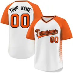 White Orange Raglan Side Spot Pullover Baseball Jersey