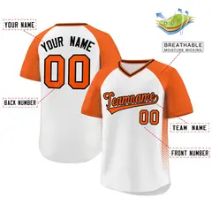 White Orange Raglan Side Spot Pullover Baseball Jersey 2