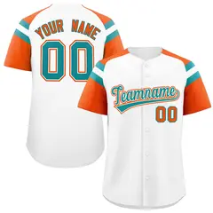 White Orange Raglan Sleeves Authentic Baseball Jersey