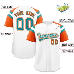 White Orange Raglan Sleeves Authentic Baseball Jersey 2