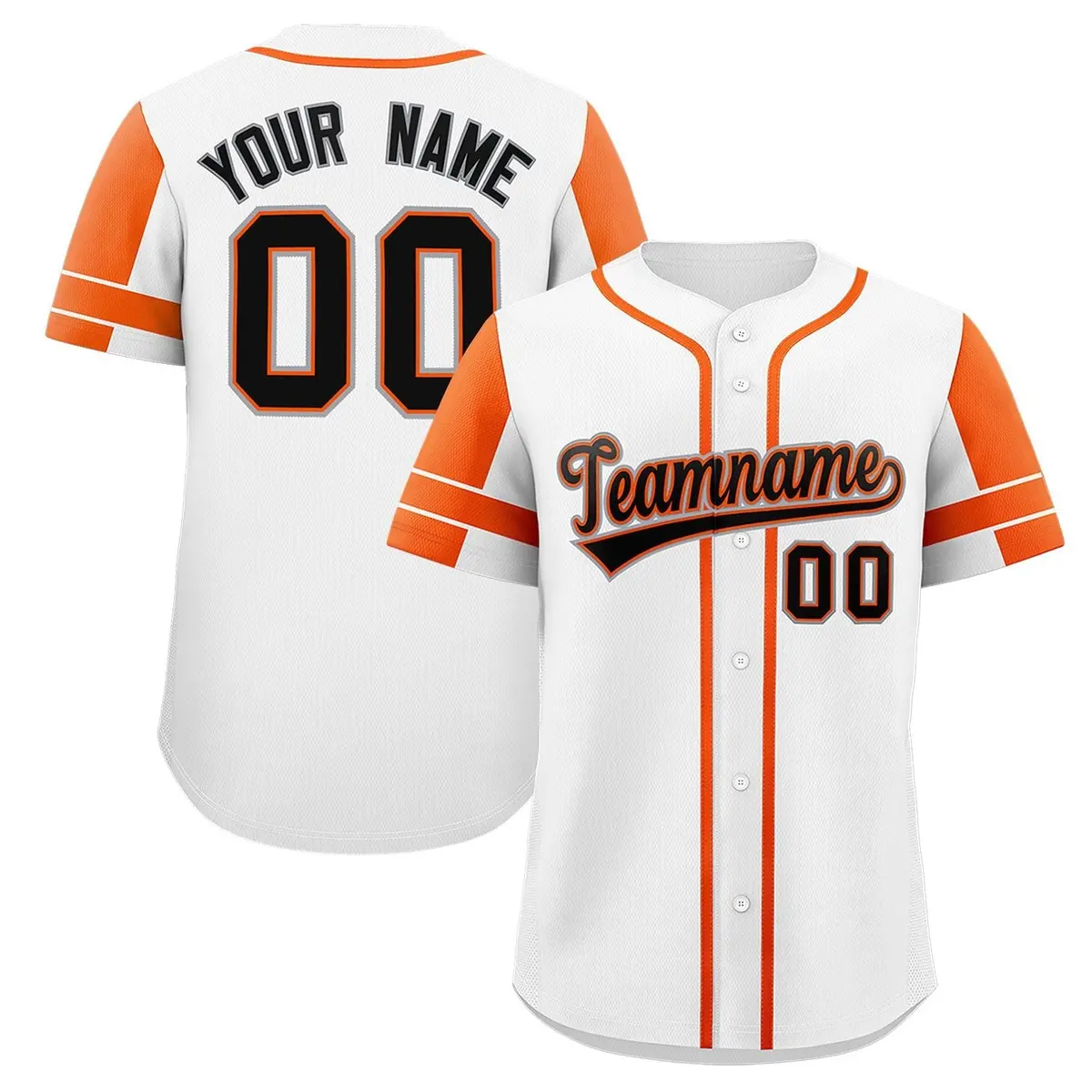 White Orange Raglan Sleeves Authentic Baseball Jersey