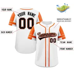 White Orange Raglan Sleeves Authentic Baseball Jersey 2