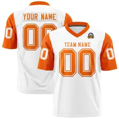White Orange Raglan Sleeves Authentic Football Jersey 1