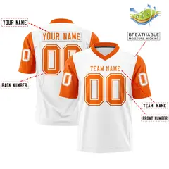 White Orange Raglan Sleeves Authentic Football Jersey 2