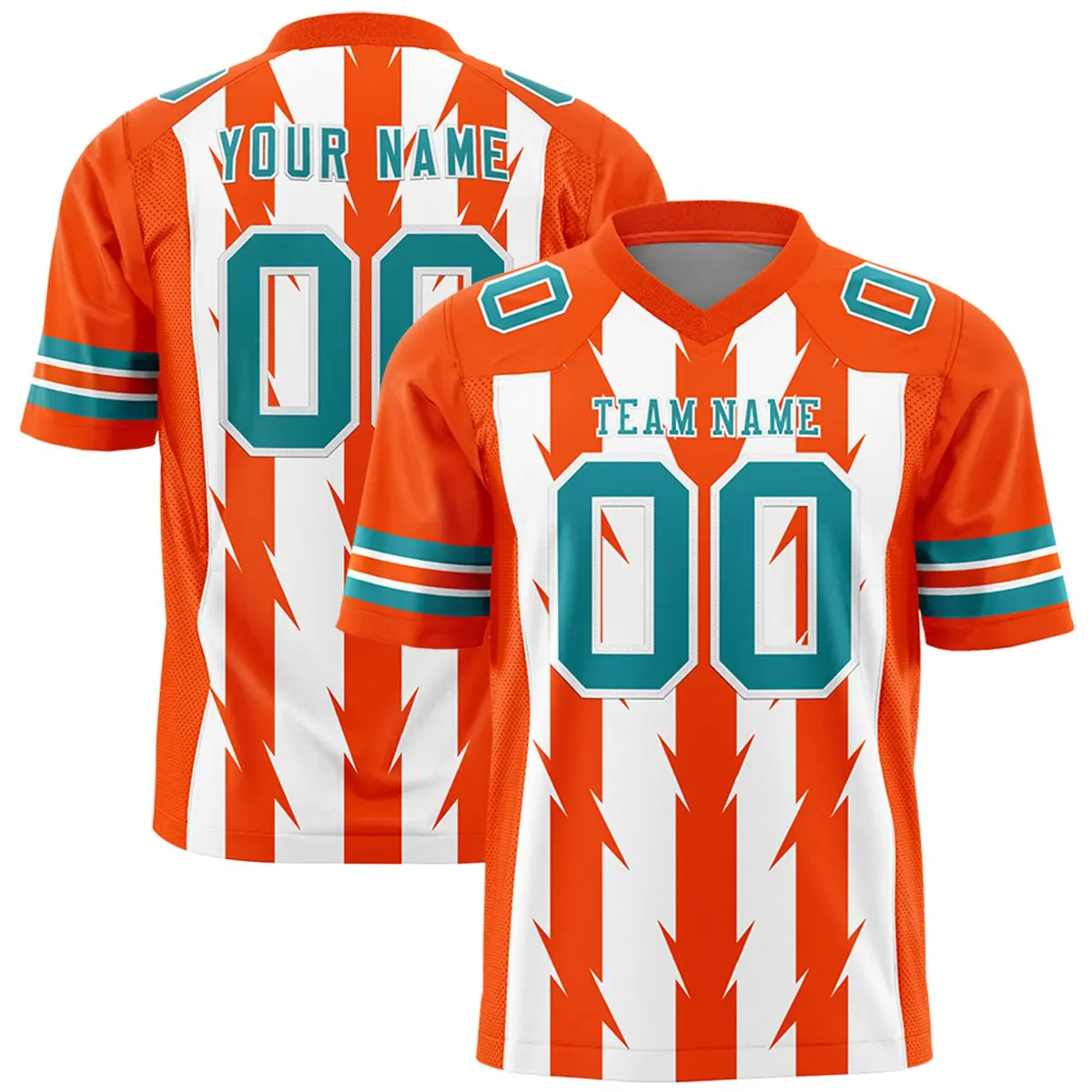 White Orange Razr Stripe Graffiti Pattern Flag Football Jersey