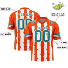 White Orange Razr Stripe Graffiti Pattern Flag Football Jersey 2
