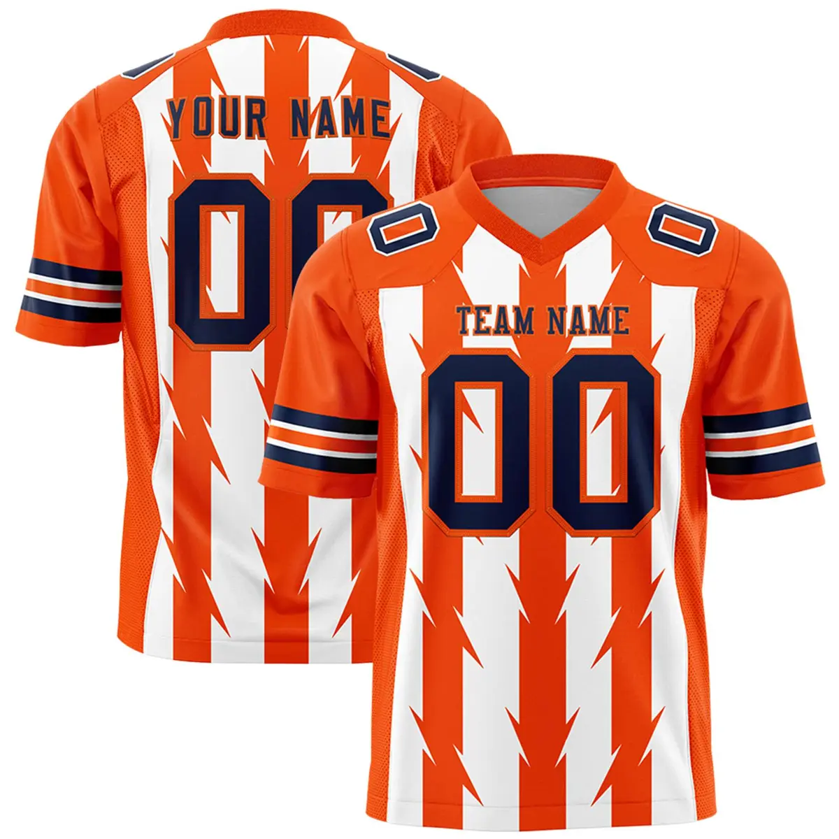 White Orange Razr Stripe Graffiti Pattern Flag Football Jersey