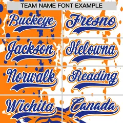 White Orange Royal Blue Full-Snap Tiger Graffiti Baseball Jersey 6