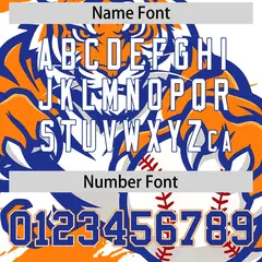 White Orange Royal Blue Full-Snap Tiger Graffiti Baseball Jersey 7