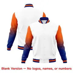White Orange Royal Blue Gradient Raglan Varsity Letterman Jacket 7