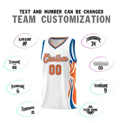 White Orange-Royal Graffiti Side Curve Basketball Jersey Sets 4