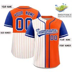 White Orange Royal Pinstripe Raglan Baseball Jersey 2