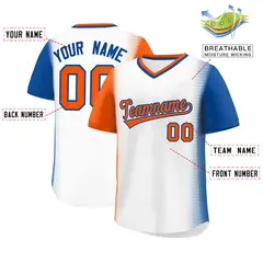 White Orange-Royal Raglan Pullover Baseball Jersey 2