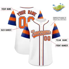White Orange Royal Sleeve Flag Lace Baseball Jersey 2