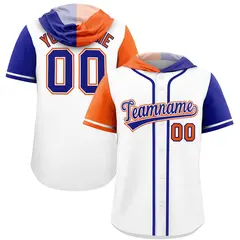 White Orange Royal Split Raglan Baseball Hoodie Jersey 1