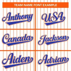 White Orange-Royal Stripe Full Button Baseball Jersey 3