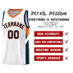White Orange Side Design Basketball Jersey Sports Uniform 2