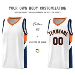 White Orange Side Design Basketball Jersey Sports Uniform 3