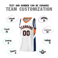 White Orange Side Design Basketball Jersey Sports Uniform 4