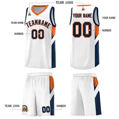 White Orange Side Design Basketball Jersey Sports Uniform 5