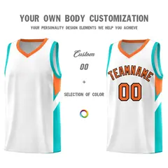 White Orange Side Design Basketball Jersey Sports Uniform 3