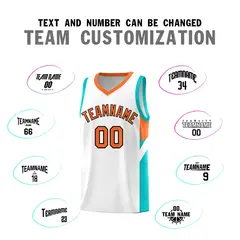 White Orange Side Design Basketball Jersey Sports Uniform 4
