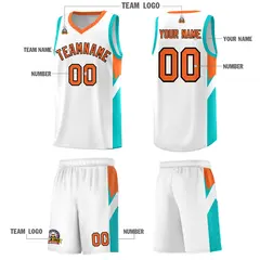 White Orange Side Design Basketball Jersey Sports Uniform 5
