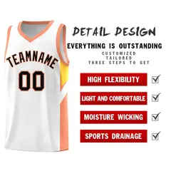White Orange Side Design Basketball Jersey Sports Uniform 2