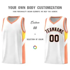 White Orange Side Design Basketball Jersey Sports Uniform 3