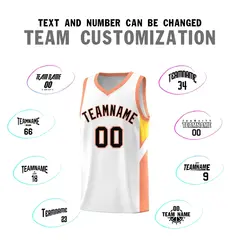 White Orange Side Design Basketball Jersey Sports Uniform 4