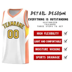 White Orange Side Design Basketball Jersey Sports Uniform 2