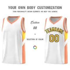 White Orange Side Design Basketball Jersey Sports Uniform 3