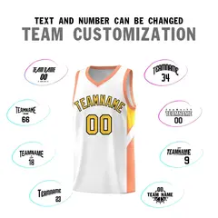 White Orange Side Design Basketball Jersey Sports Uniform 4