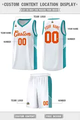 White Orange Side Stripe Fashion Basketball Uniform Jersey 2