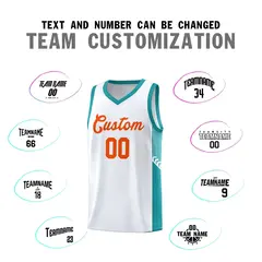 White Orange Side Stripe Fashion Basketball Uniform Jersey 4