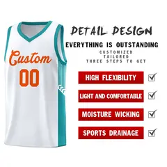White Orange Side Stripe Fashion Basketball Uniform Jersey 5