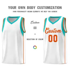 White Orange Sleeve Color Blocking Classic Basketball Jersey 3