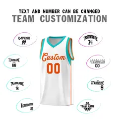 White Orange Sleeve Color Blocking Classic Basketball Jersey 4