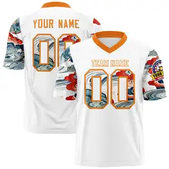 White Orange Sleeve Ukiyo-e Auspicious Clouds Graffiti Football Jersey 1