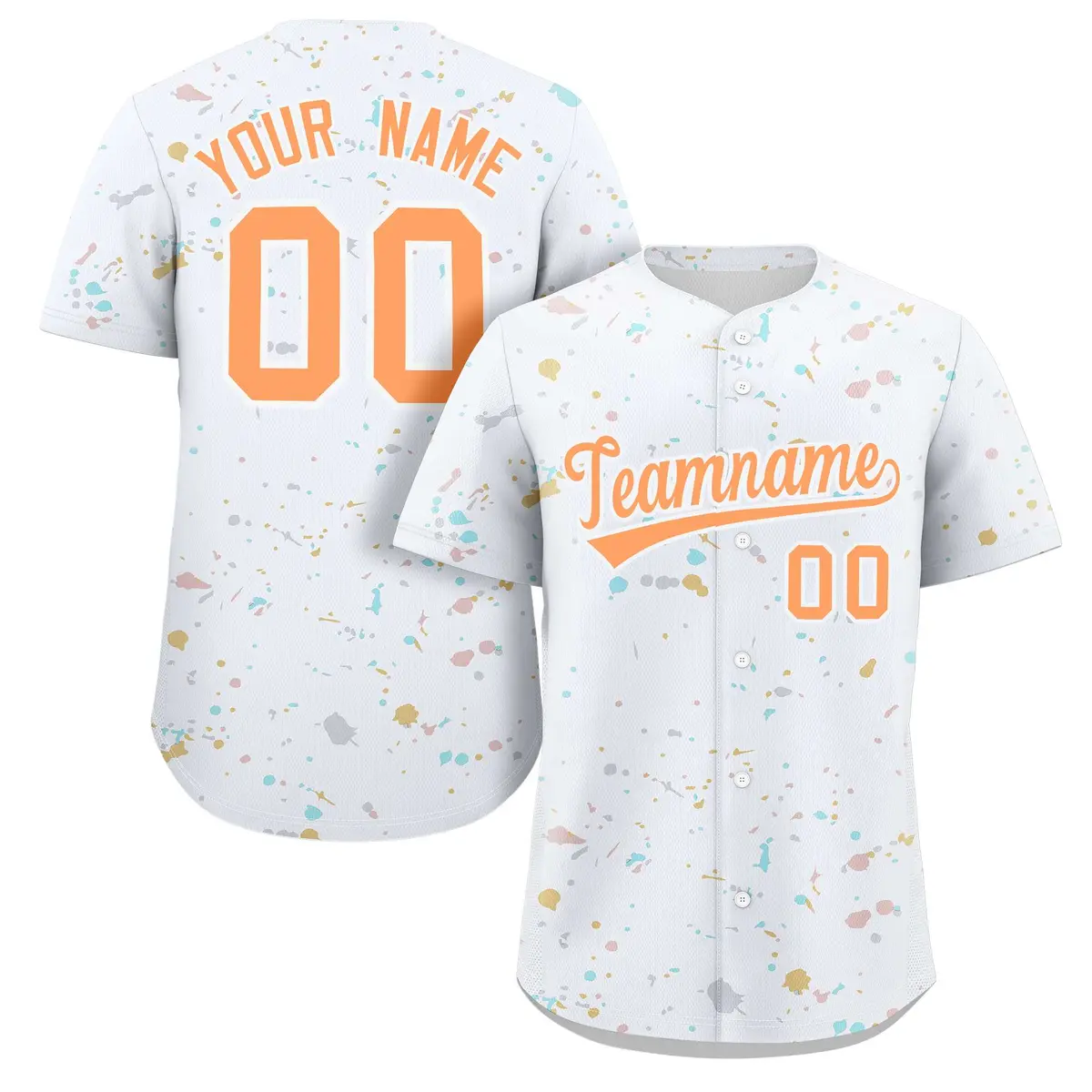 White Orange Splash Graffiti Baseball Jersey