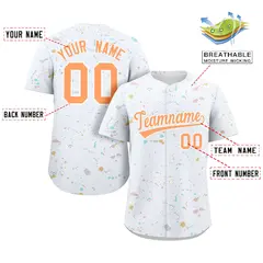 White Orange Splash Graffiti Baseball Jersey 2