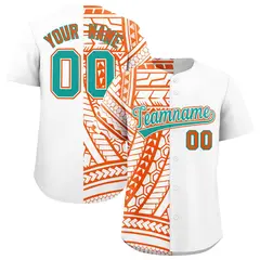 White Orange Split Tribal Pattern Baseball Jersey