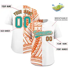 White Orange Split Tribal Pattern Baseball Jersey 2