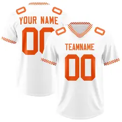 White Orange Square Neckline Football Jersey