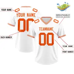 White Orange Square Neckline Football Jersey 2