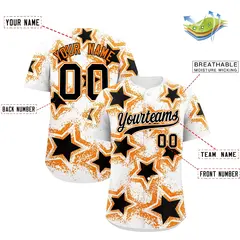 White Orange Star Graffiti Baseball Jersey 2